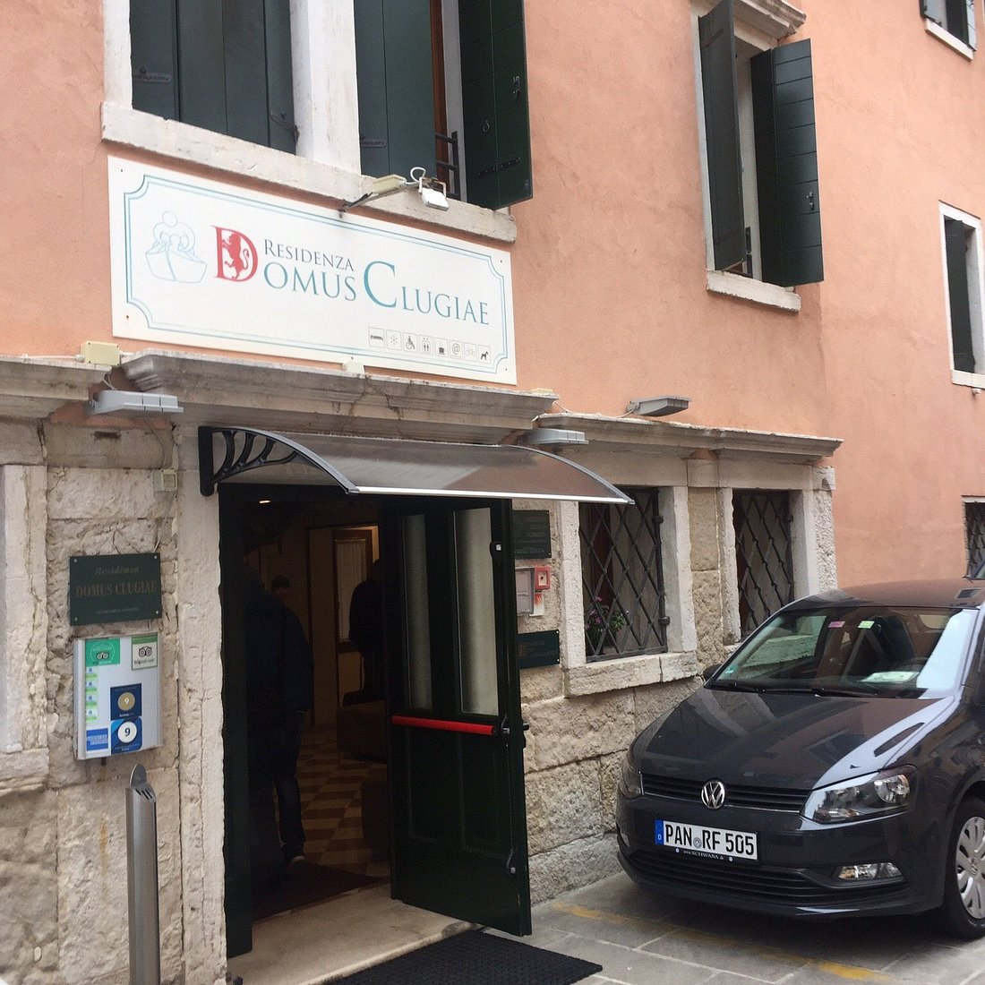Residenza Domus Clugiae entrance in the historic centre of Chioggia